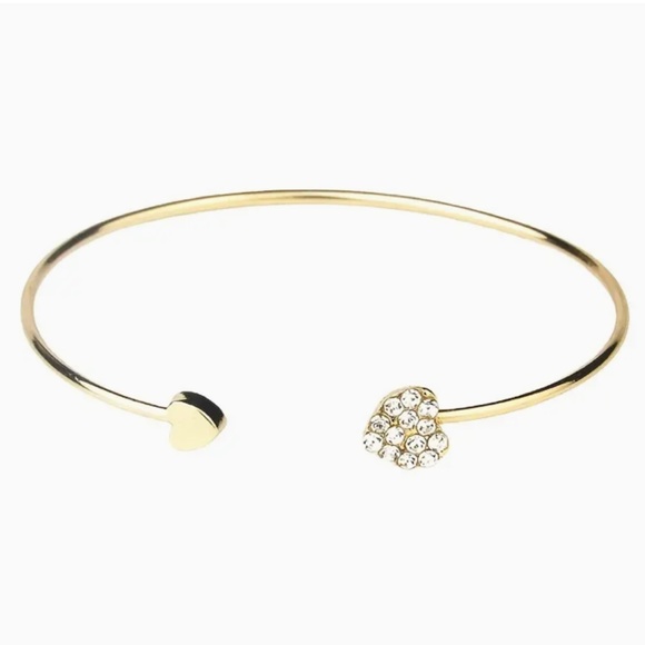 2 for $12 Adjustable Love Heart Silver and Gold-tone Bangle Bracelet - Picture 2 of 12